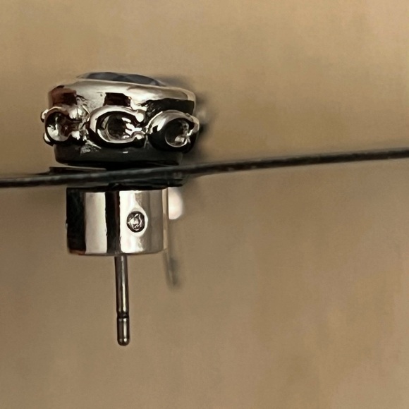 Coach Open Circle Blue Crystal Stud Earrings - Picture 3 of 3